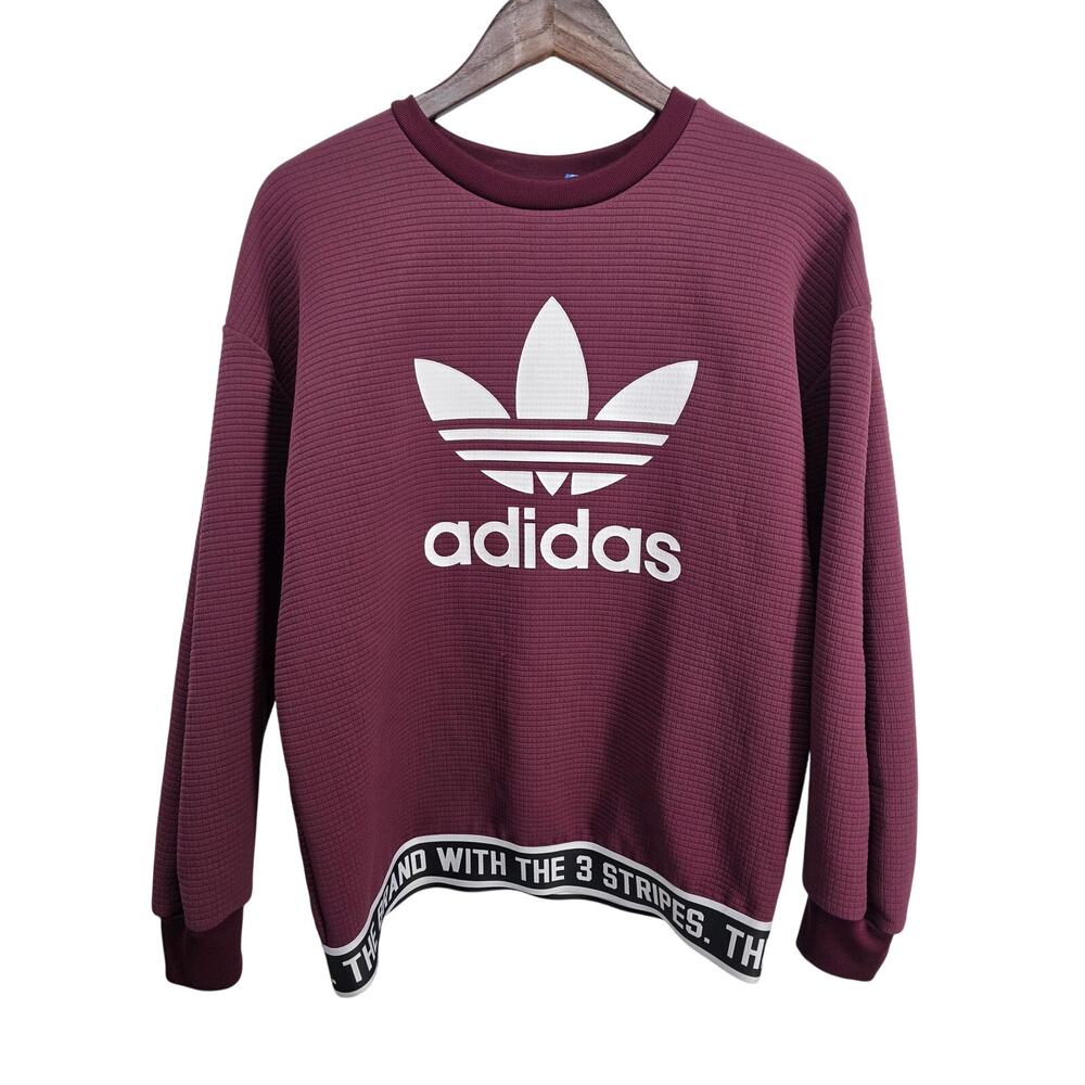 Adidas The Brand With Three Stripes Burgundy Sweatshirt Size Small